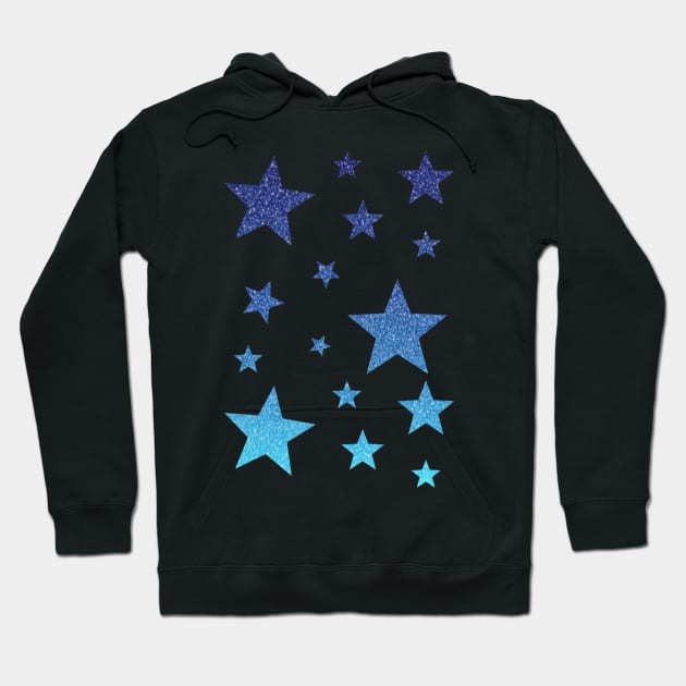 Blue Ombre Faux Glitter Stars Hoodie by Felicity-K